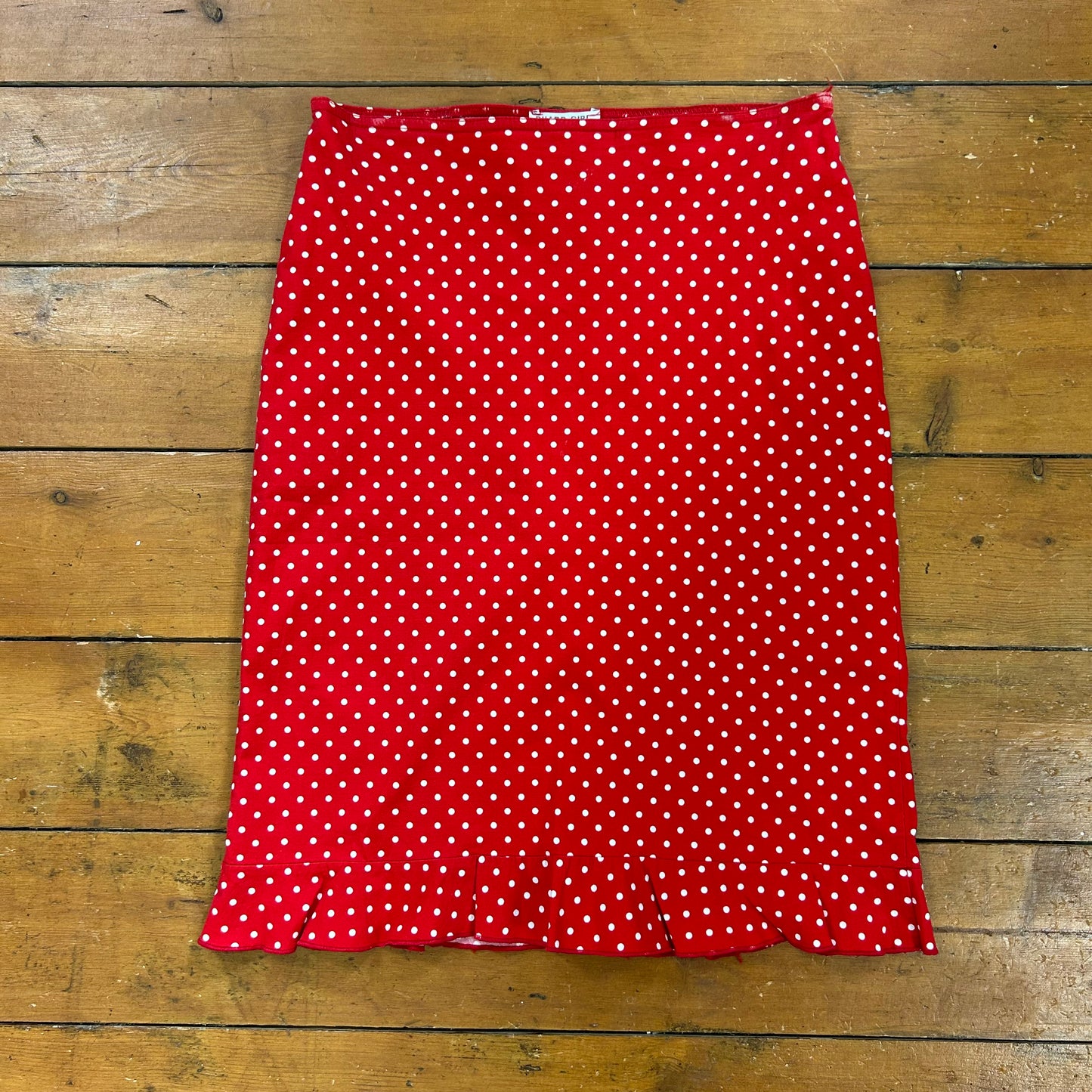 vintage 00s red polka dot midi skirt