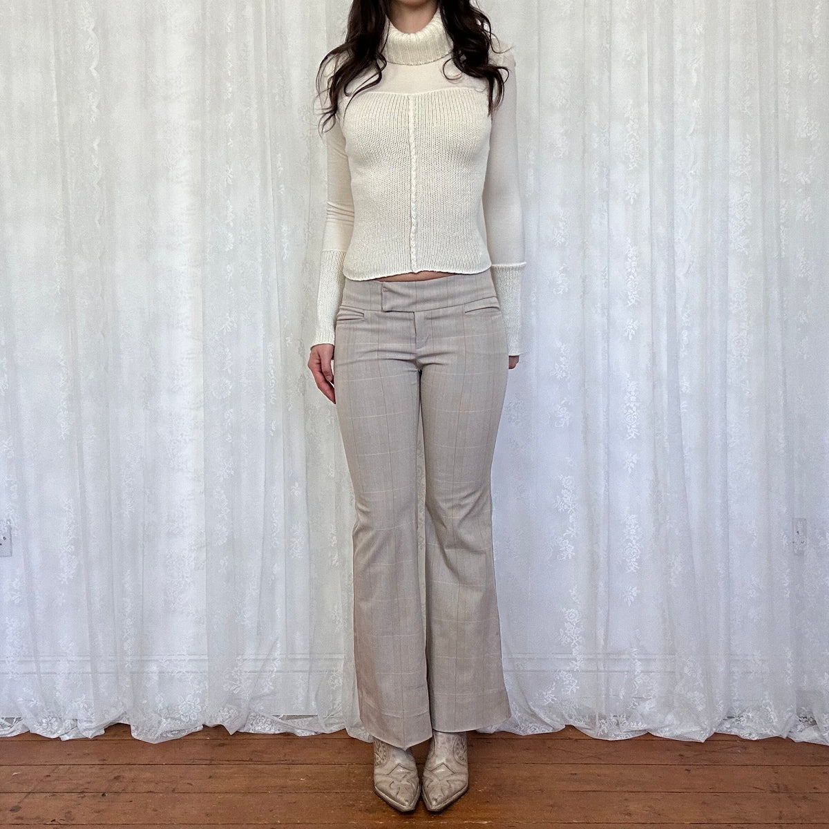 vintage 00s white knitted rollneck jumper