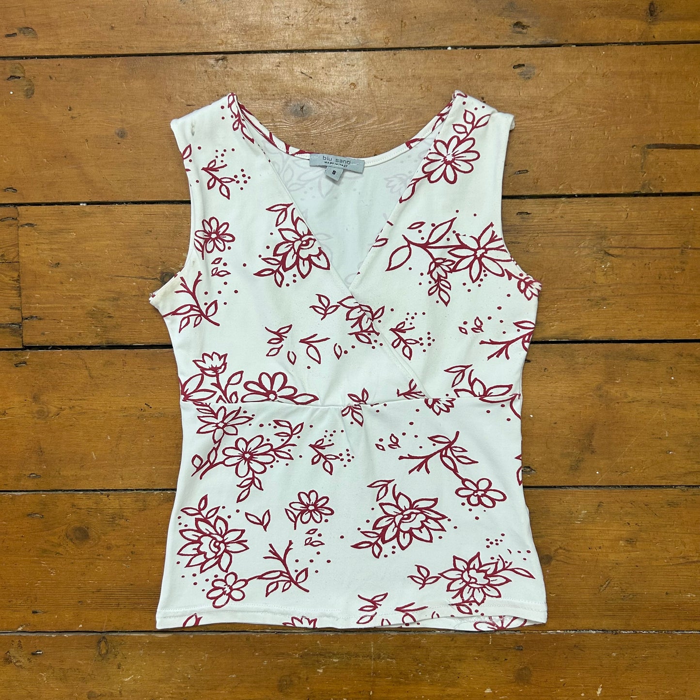 vintage 00s white floral cross over top