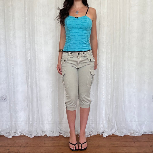 vintage 00s teal blue graphic cami