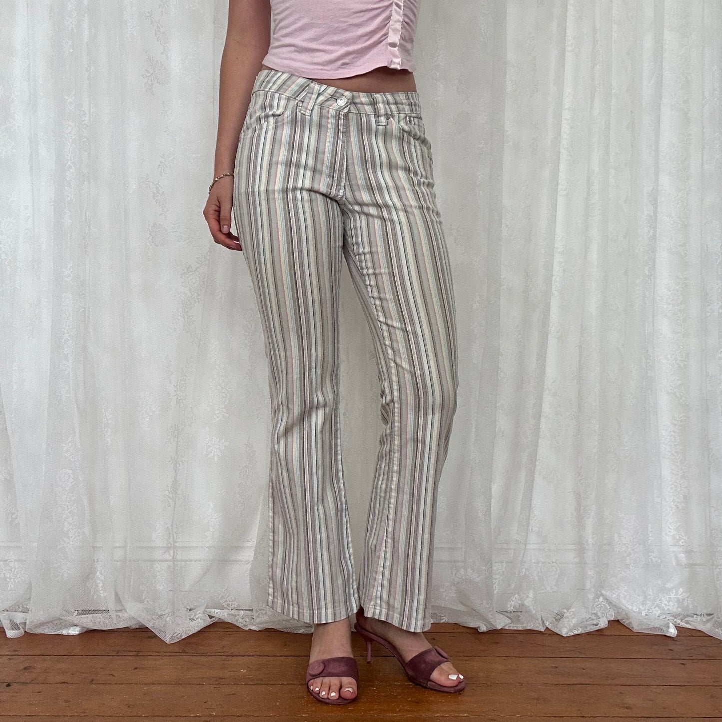 vintage 00s stripey flared trousers