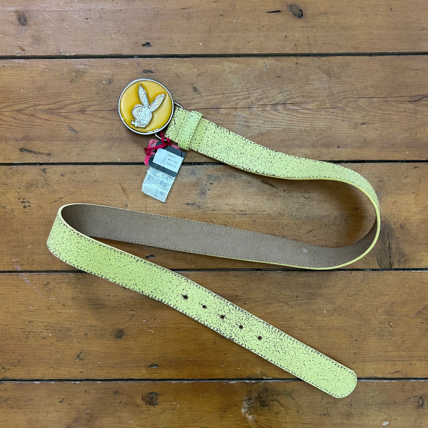 vintage 00s yellow playboy belt