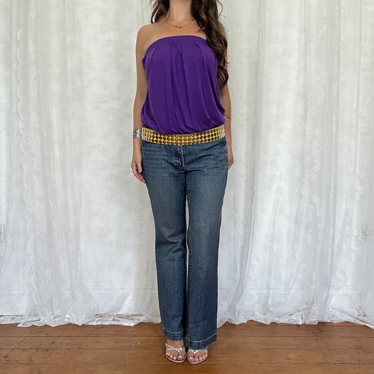vintage 00s purple strapless top