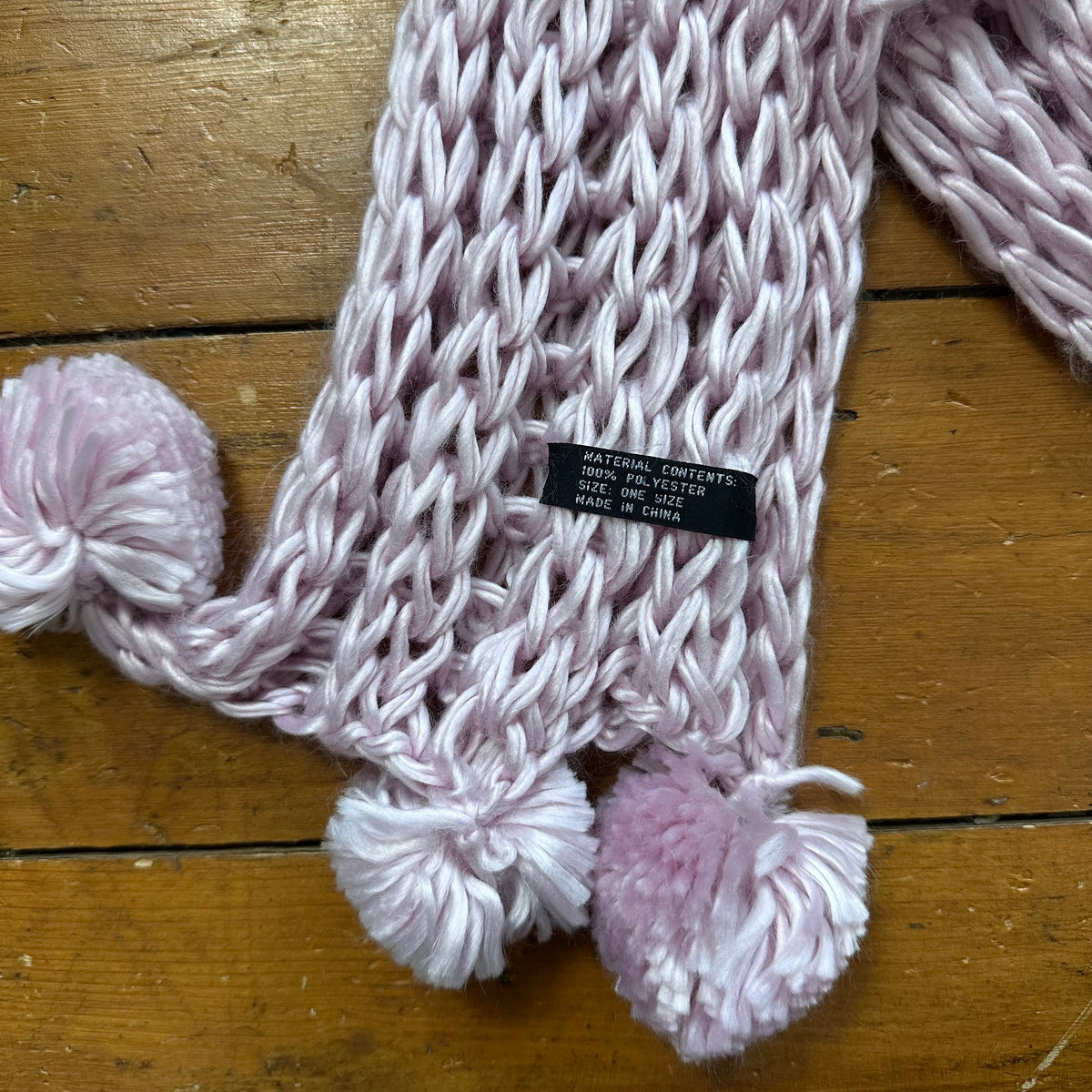 vintage 00s pale pink crochet knit scarf
