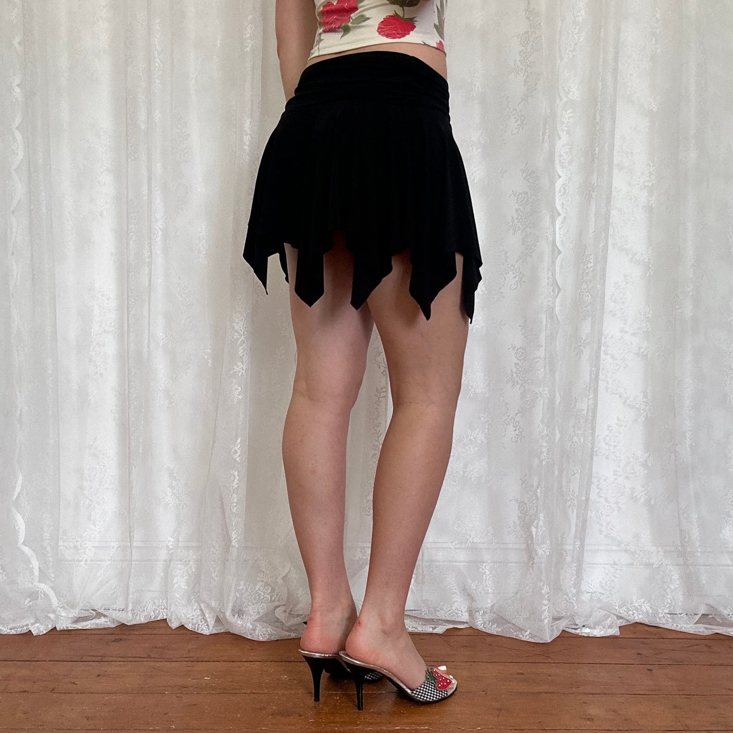 vintage 00s black fairy hanky hem mini skirt