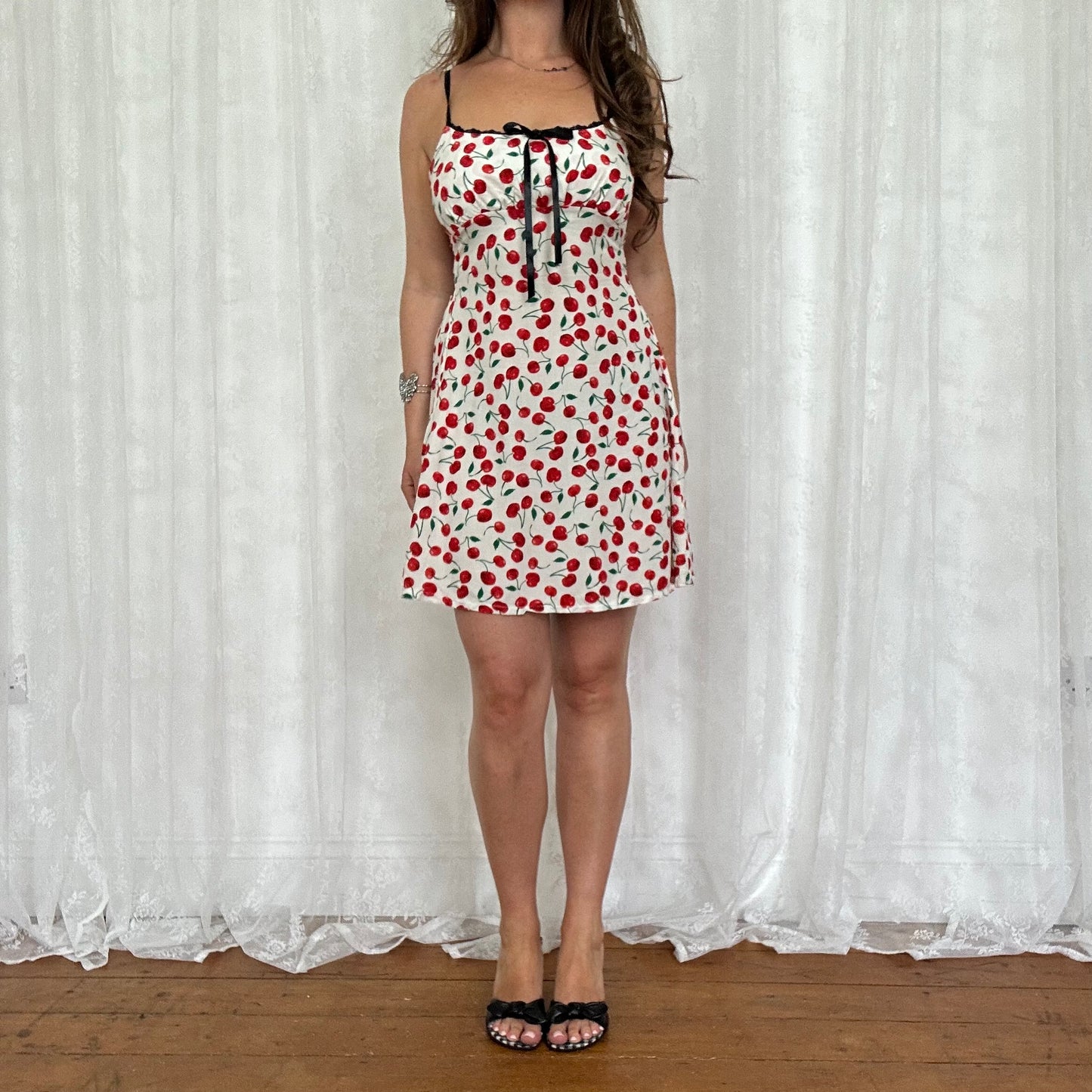 vintage 00s cherry print mini dress
