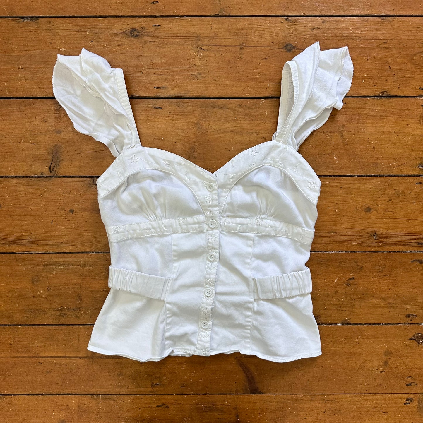 vintage 00s white morgan de toi button up cami