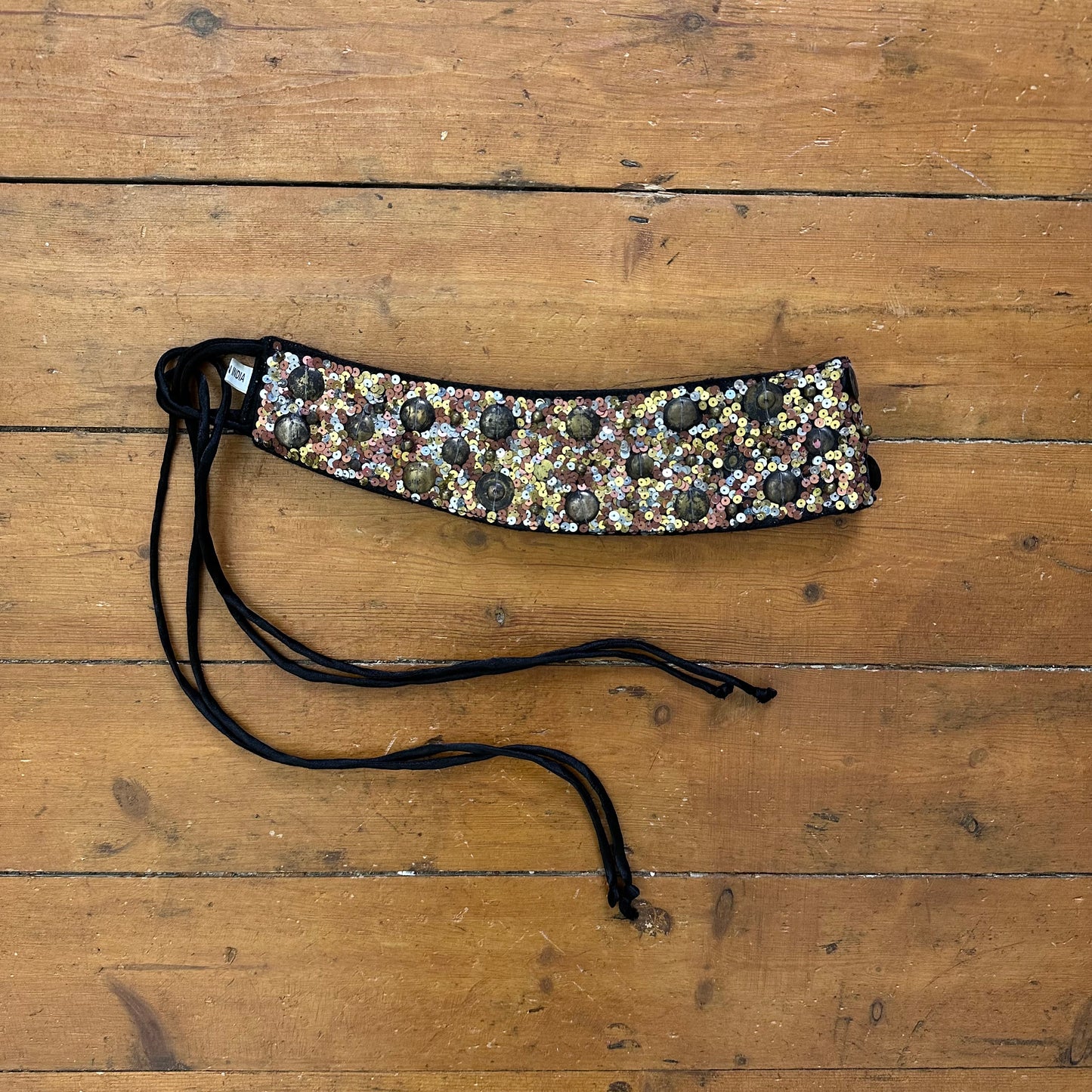 vintage 00s sequin tie up belt