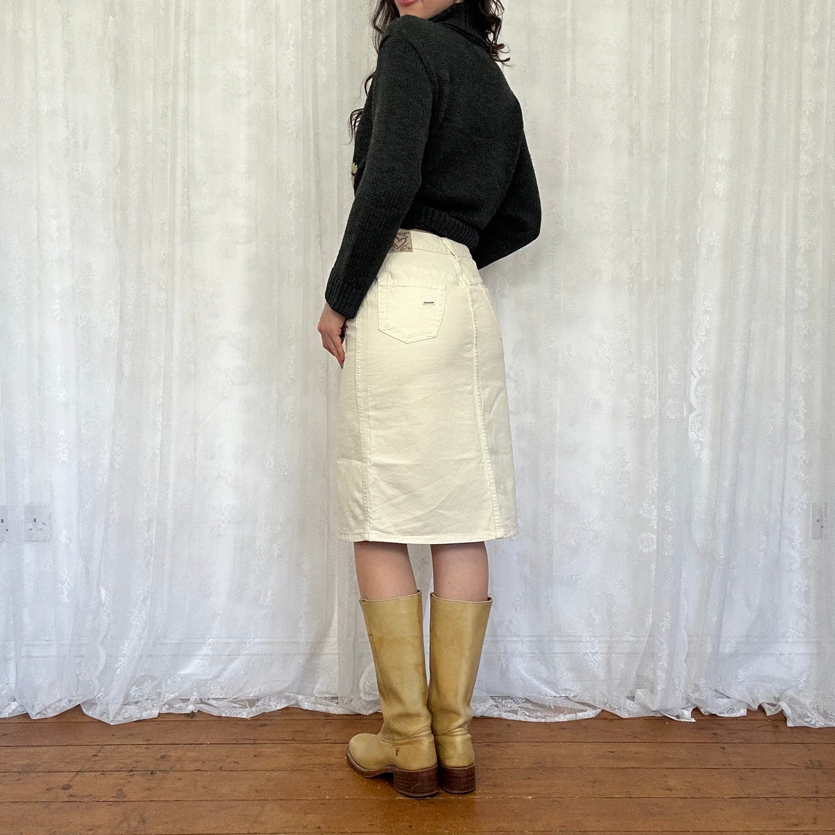 vintage 00s cream midi skirt