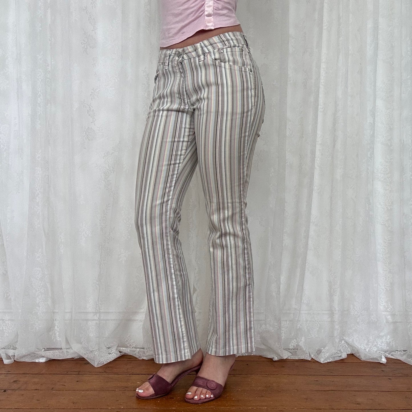 vintage 00s stripey flared trousers