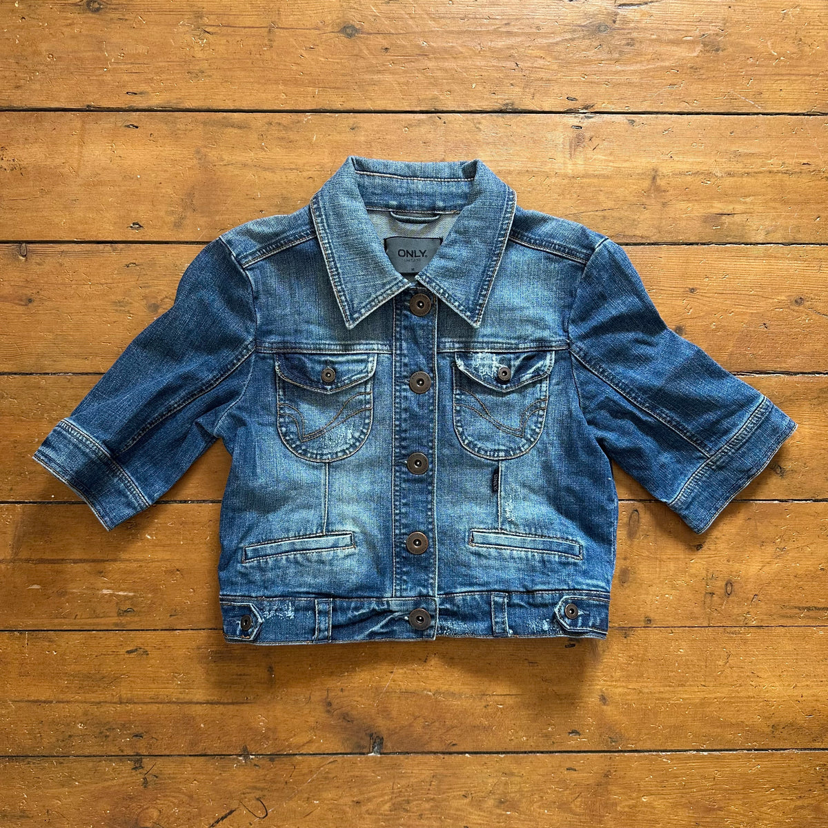 vintage 00s dark denim cropped jacket