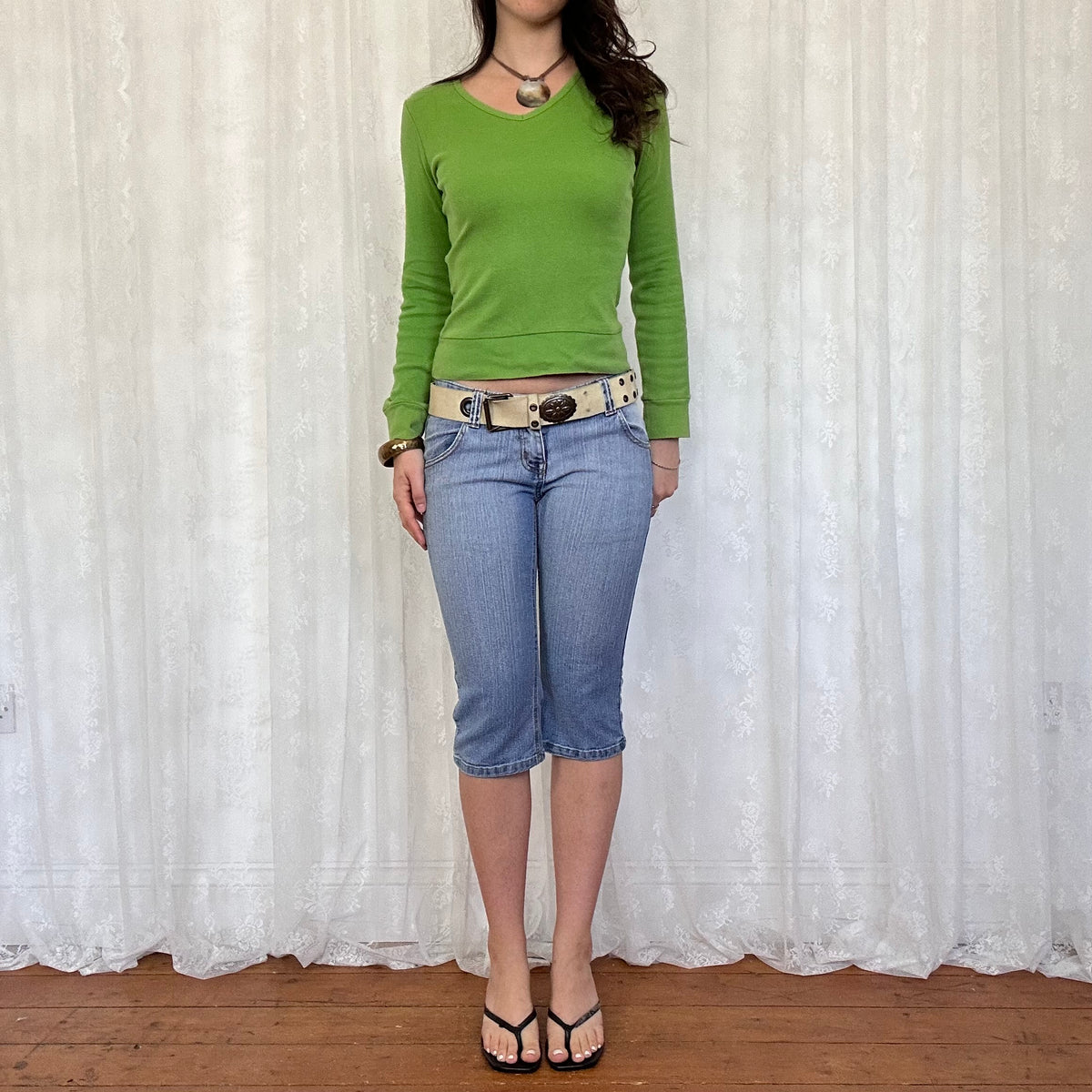 vintage 00s cream suede belt with hardware