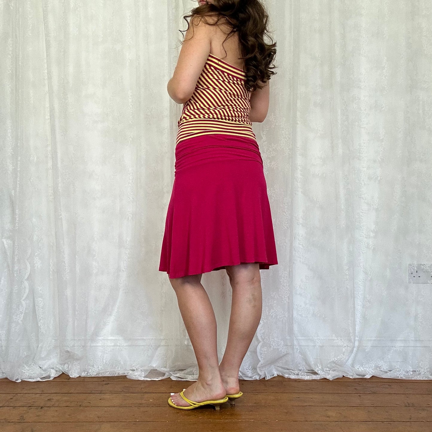 vintage 00s hot pink knee length skirt