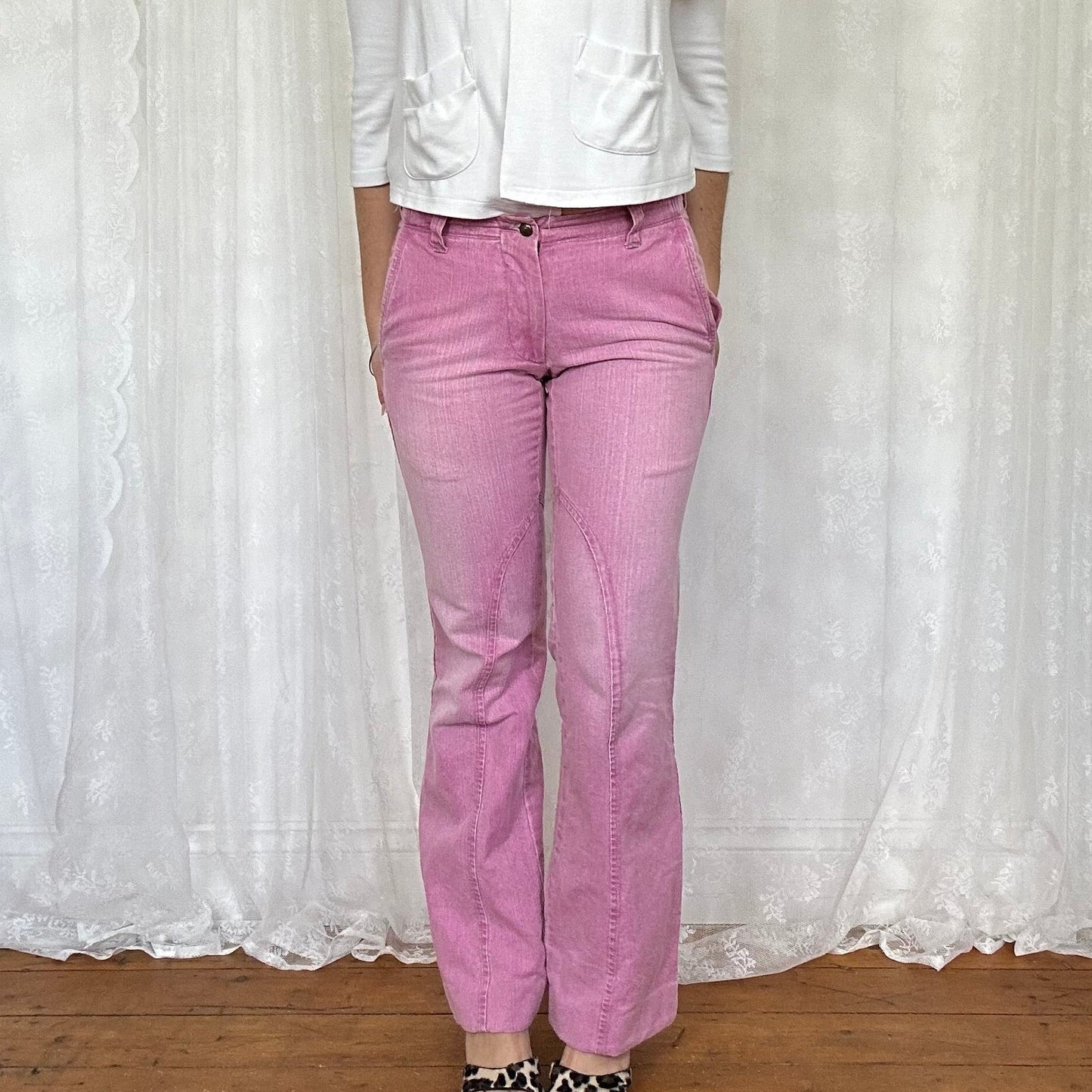 vintage 00s pink mid rise jeans