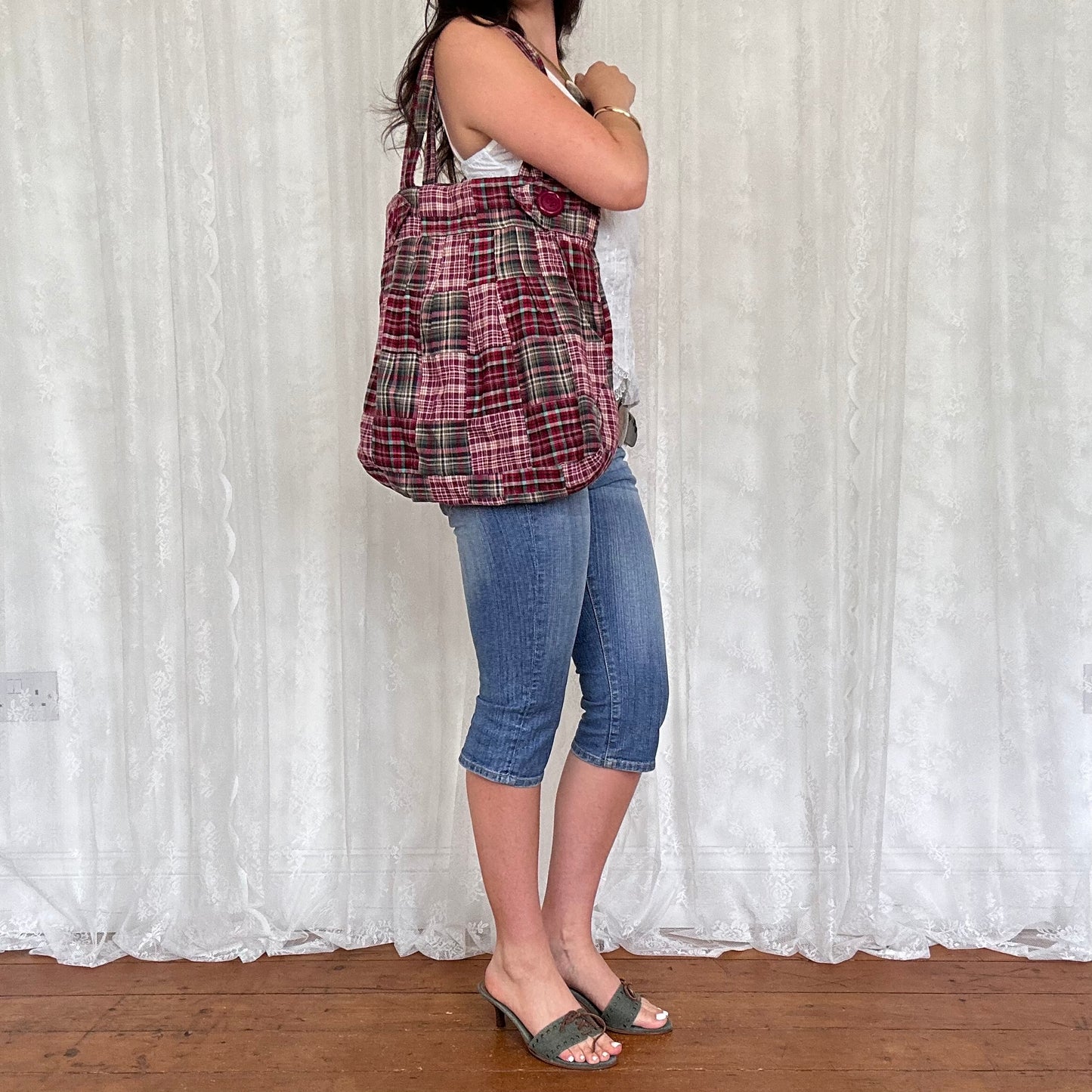 vintage 00s gingham patchwork bag