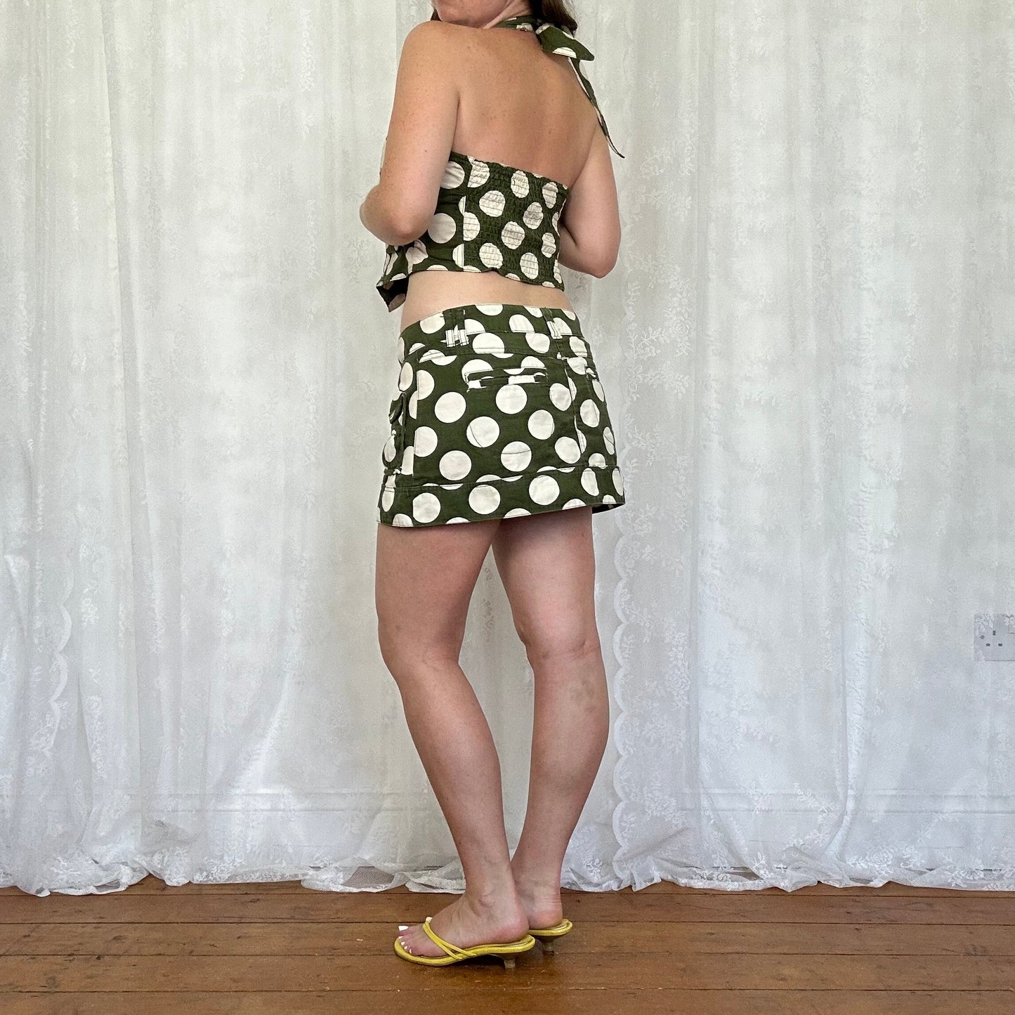 vintage 00s green polka dot co ord