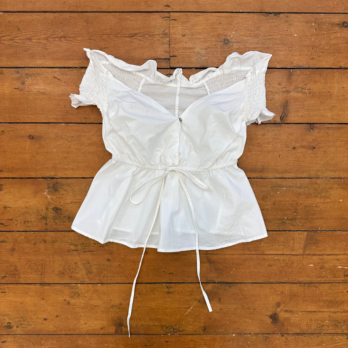 vintage 00s white off shoulder milkmaid top