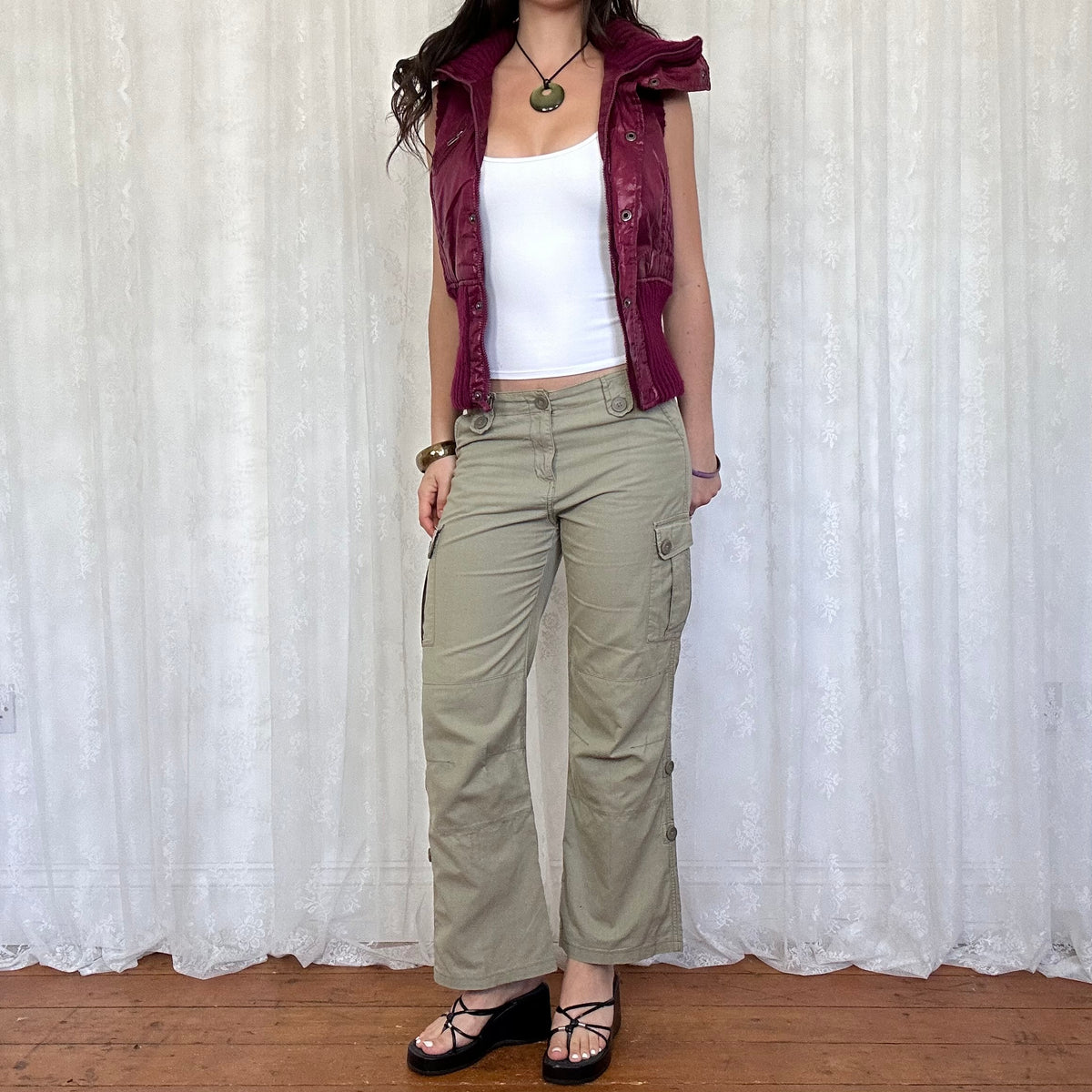 vintage 00s magenta pink gilet