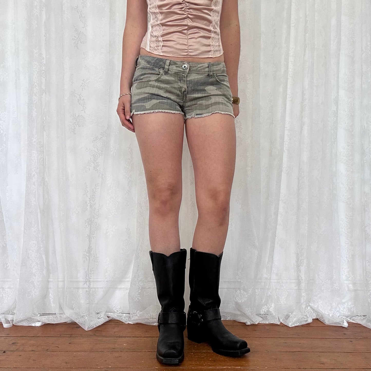 vintage 00s camouflage micro mini shorts
