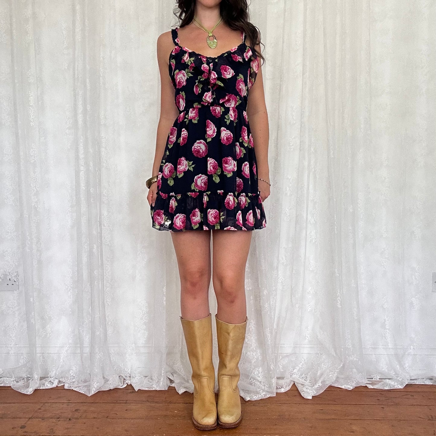 vintage 00s abercrombie and fitch floral mini dress