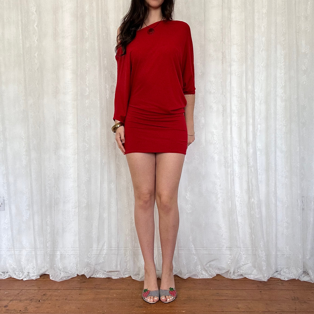 vintage 00s morgan de toi red slouchy mini dress