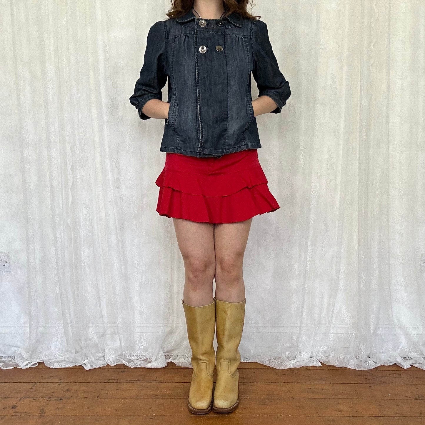 vintage 00s navy denim peacoat