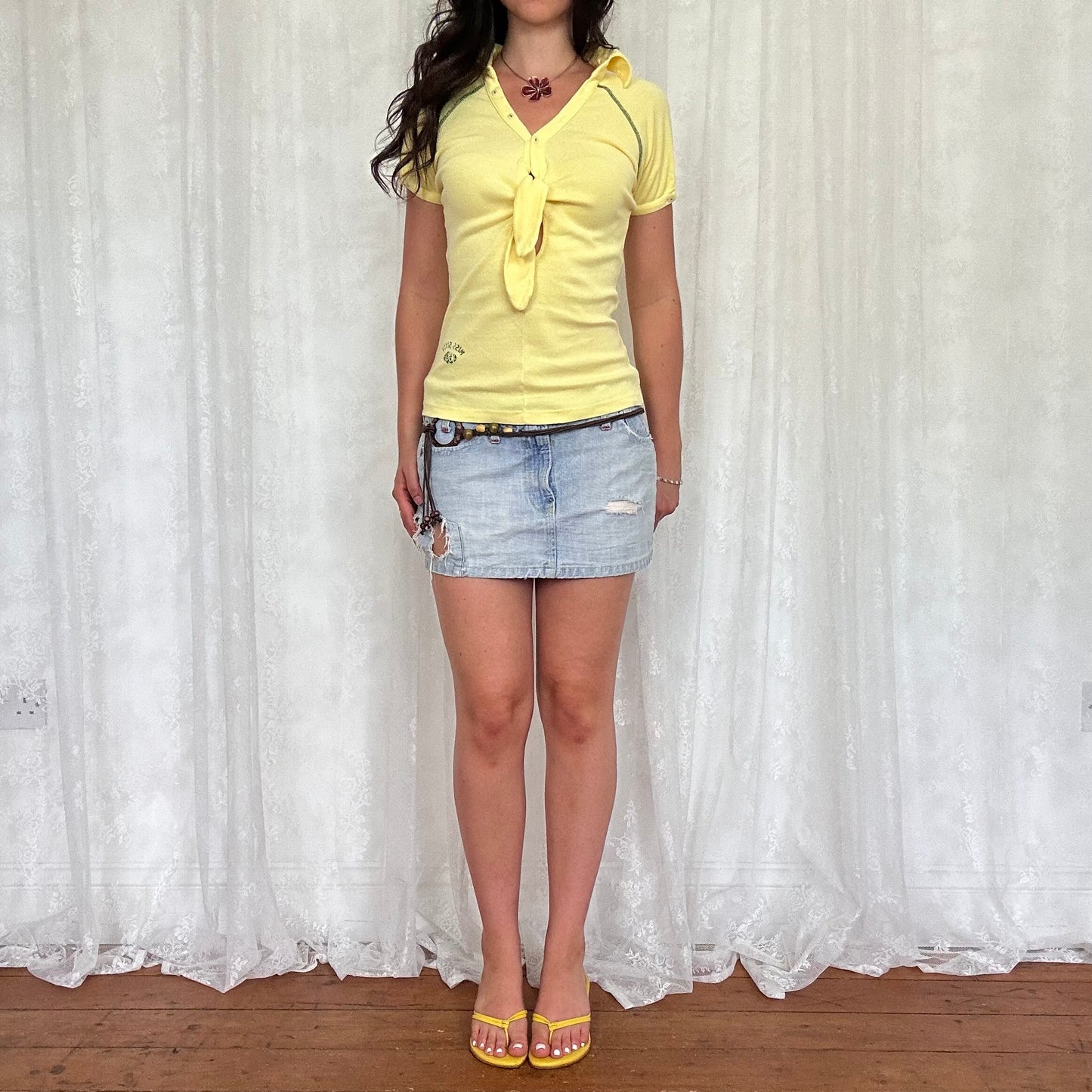 vintage 00s yellow miss sixty tie up top