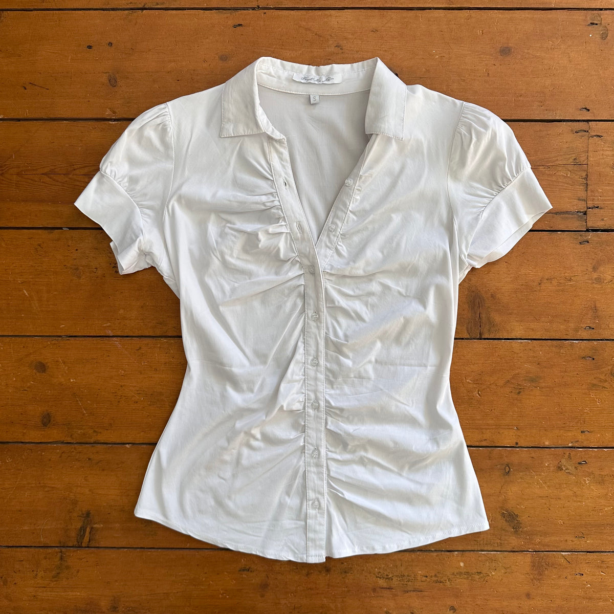 vintage 00s white fitted short sleeve shirt