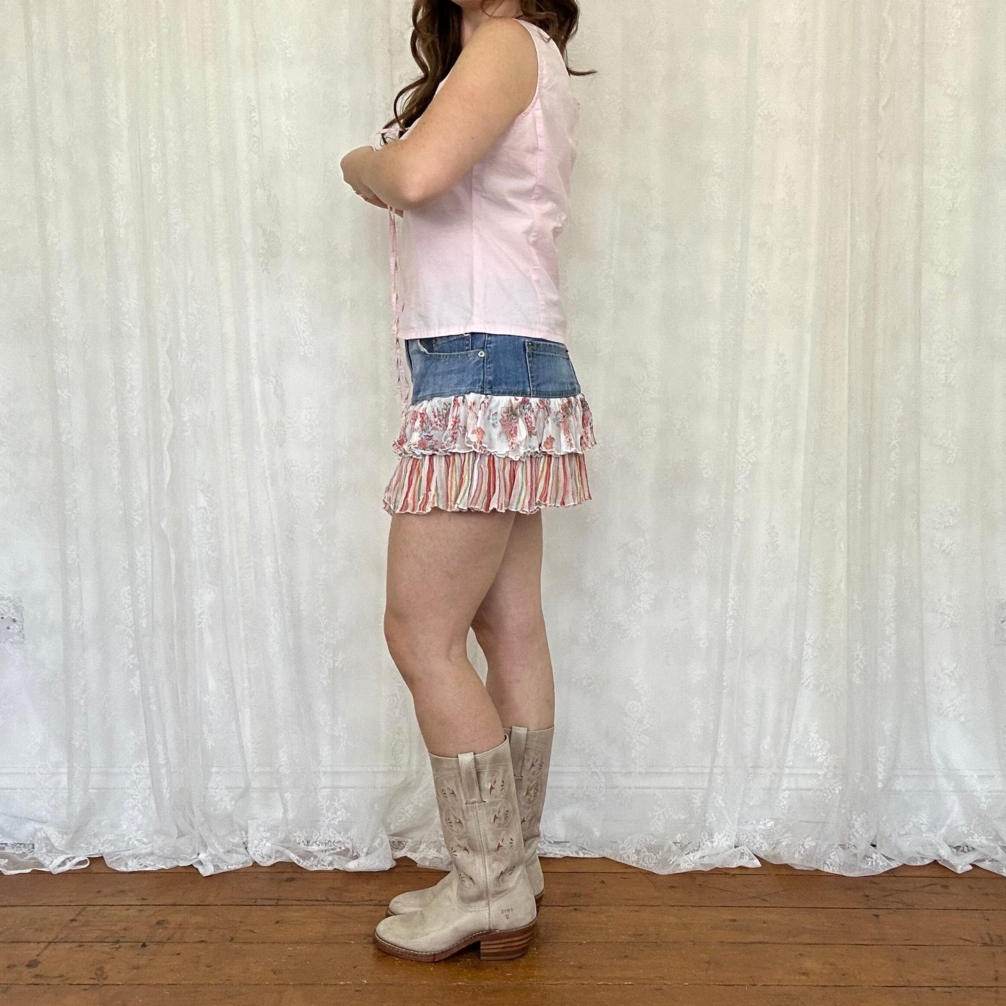vintage 00s pink button up cami top