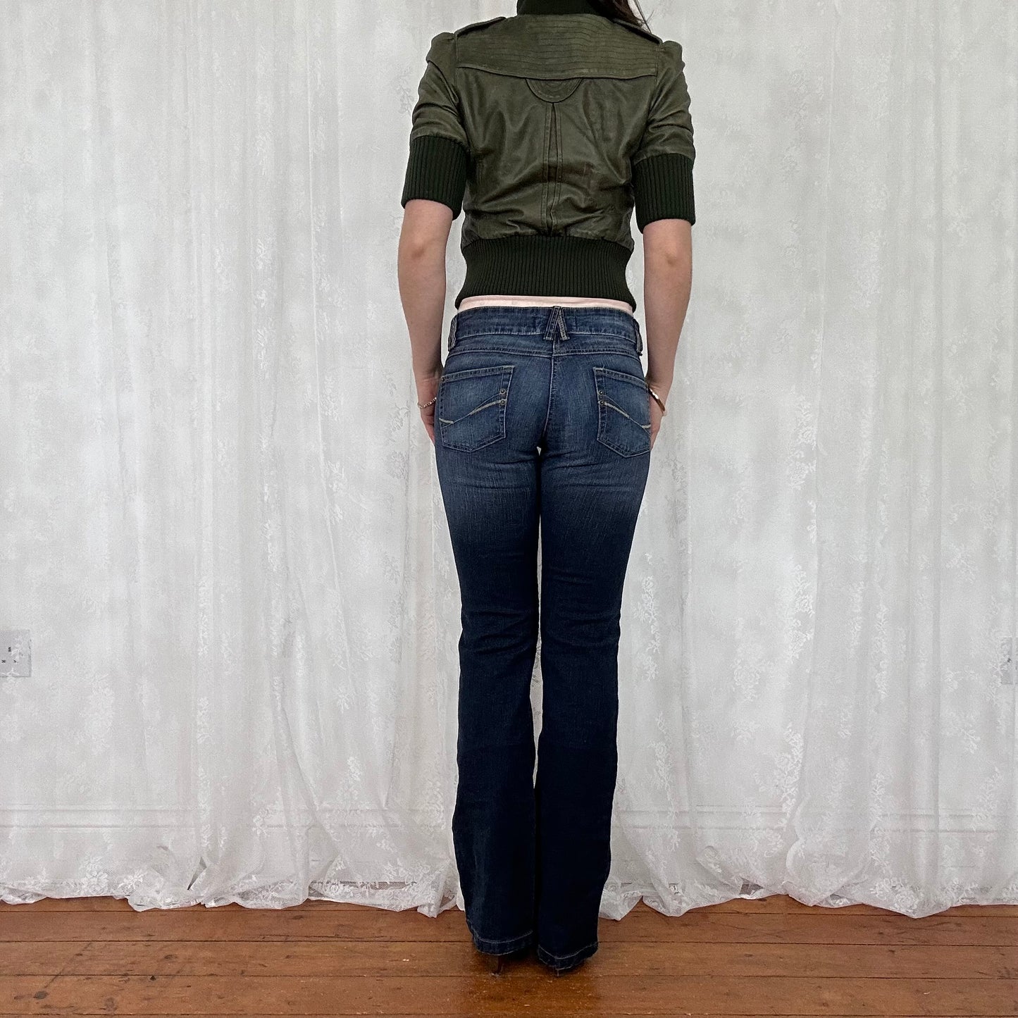 vintage 00s short sleeve fitted leather jacket