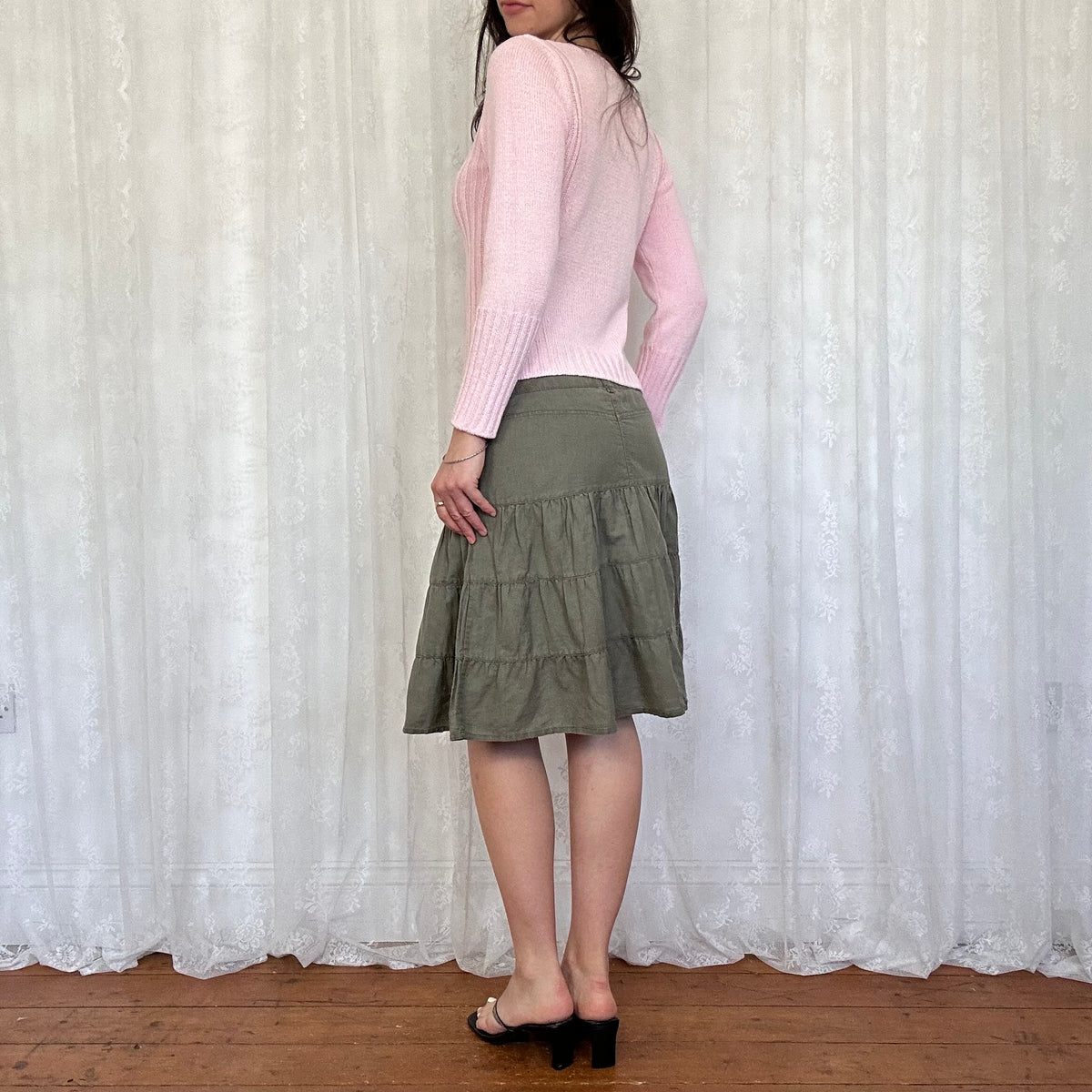 vintage 00s baby pink v neck jumper