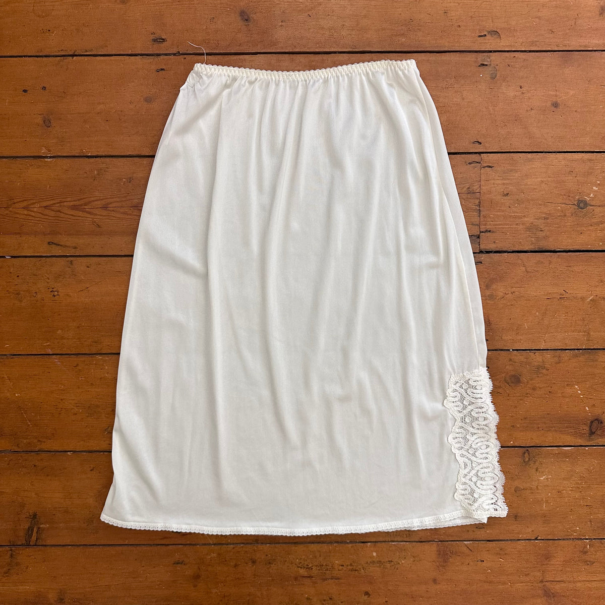 vintage 00s cream satin slip midi skirt