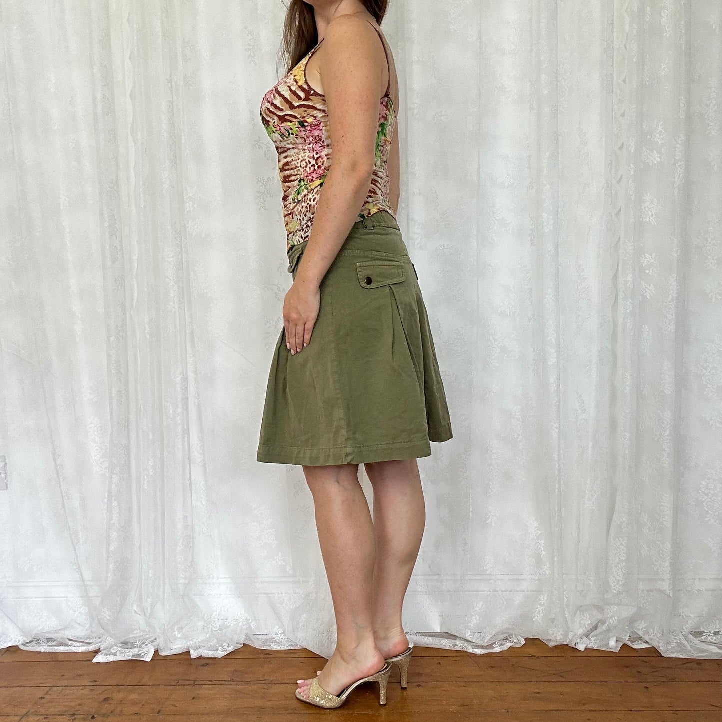 vintage 00s floral leopard print slinky cami top