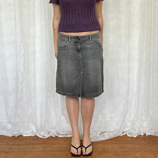 vintage 00s grey denim midi skirt