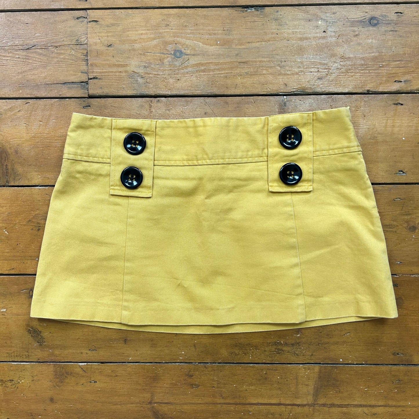 vintage 00s yellow mustard button mini skirt