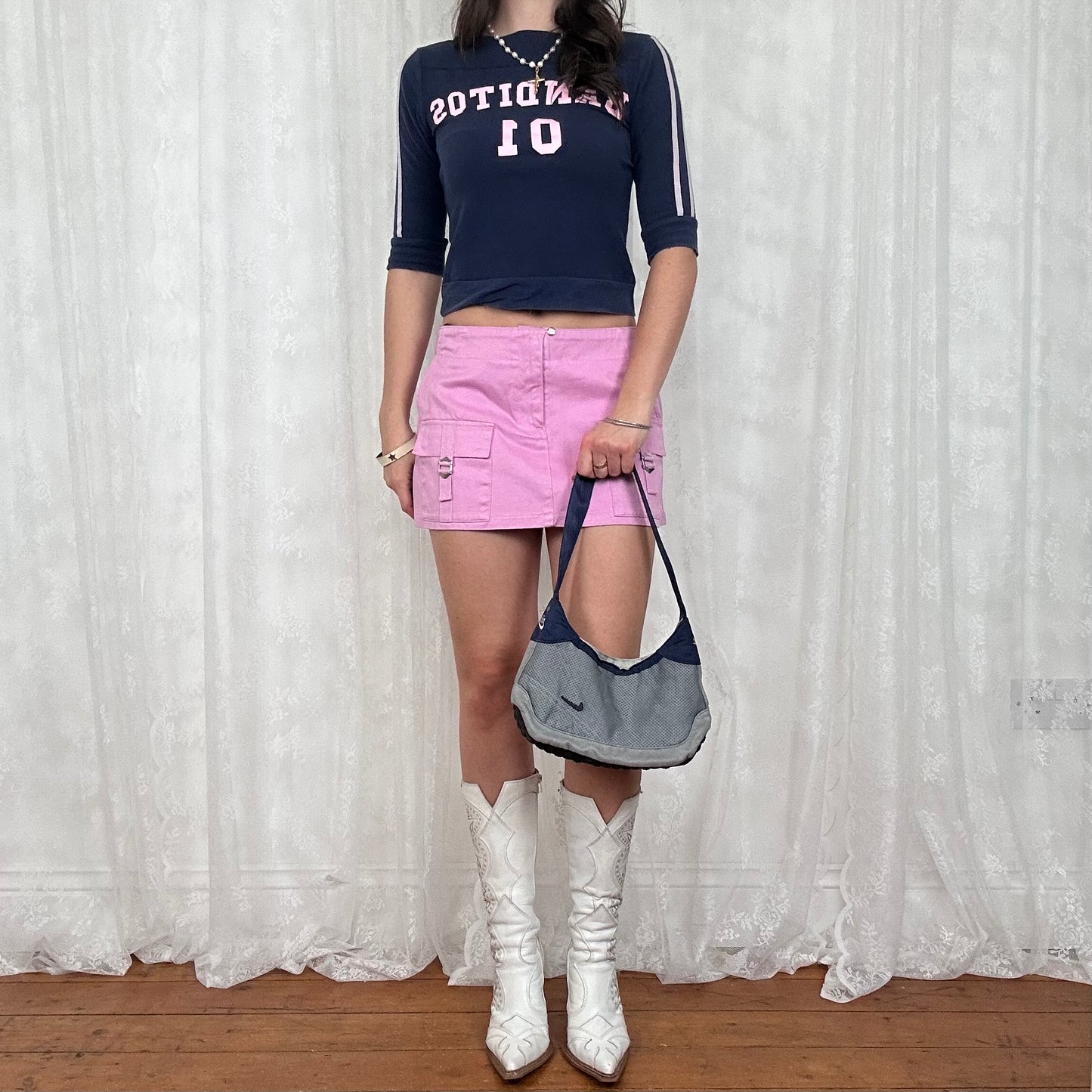 vintage 00s blue Nike mini baguette sneaker sole bag