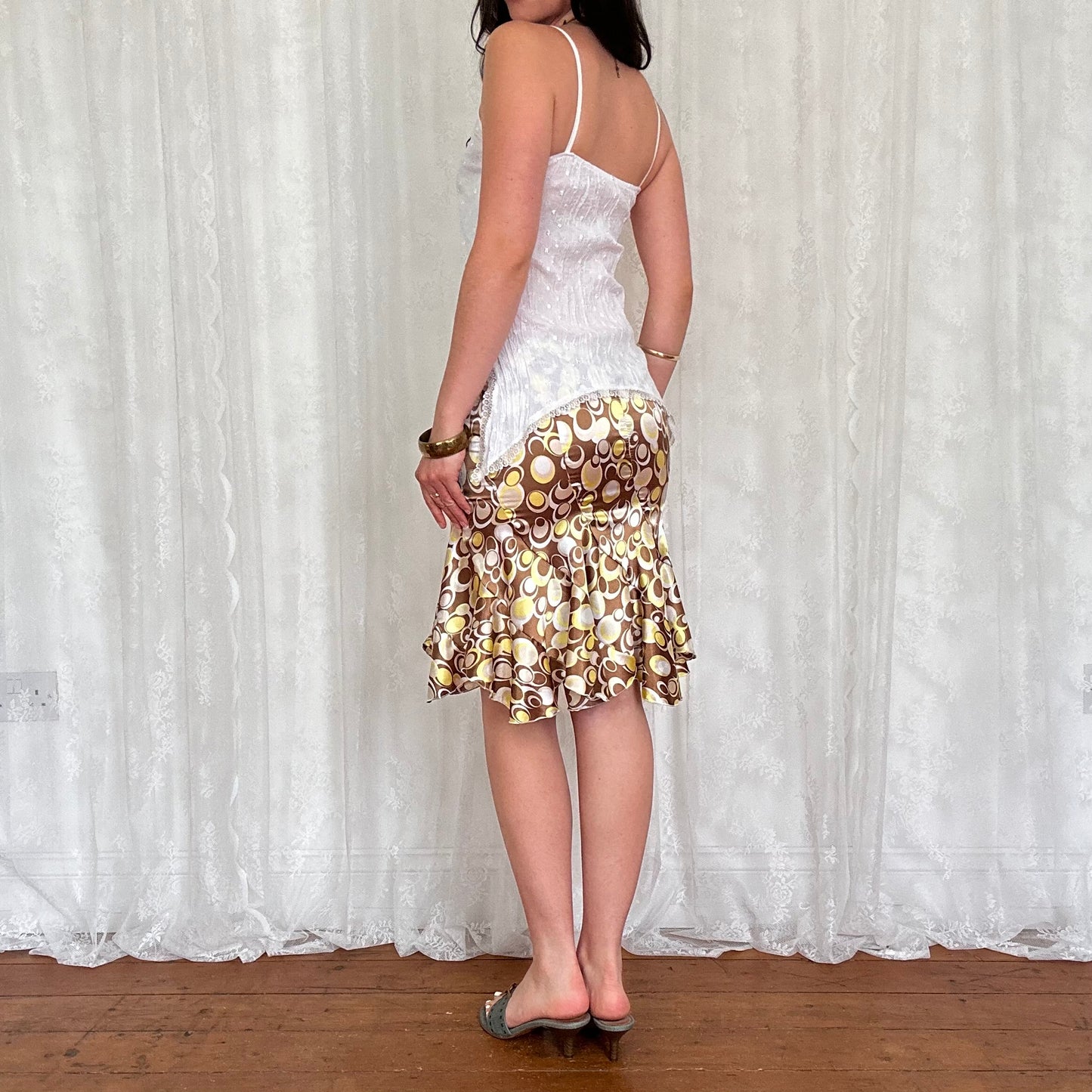 vintage 00s white broderie asymmetrical cami