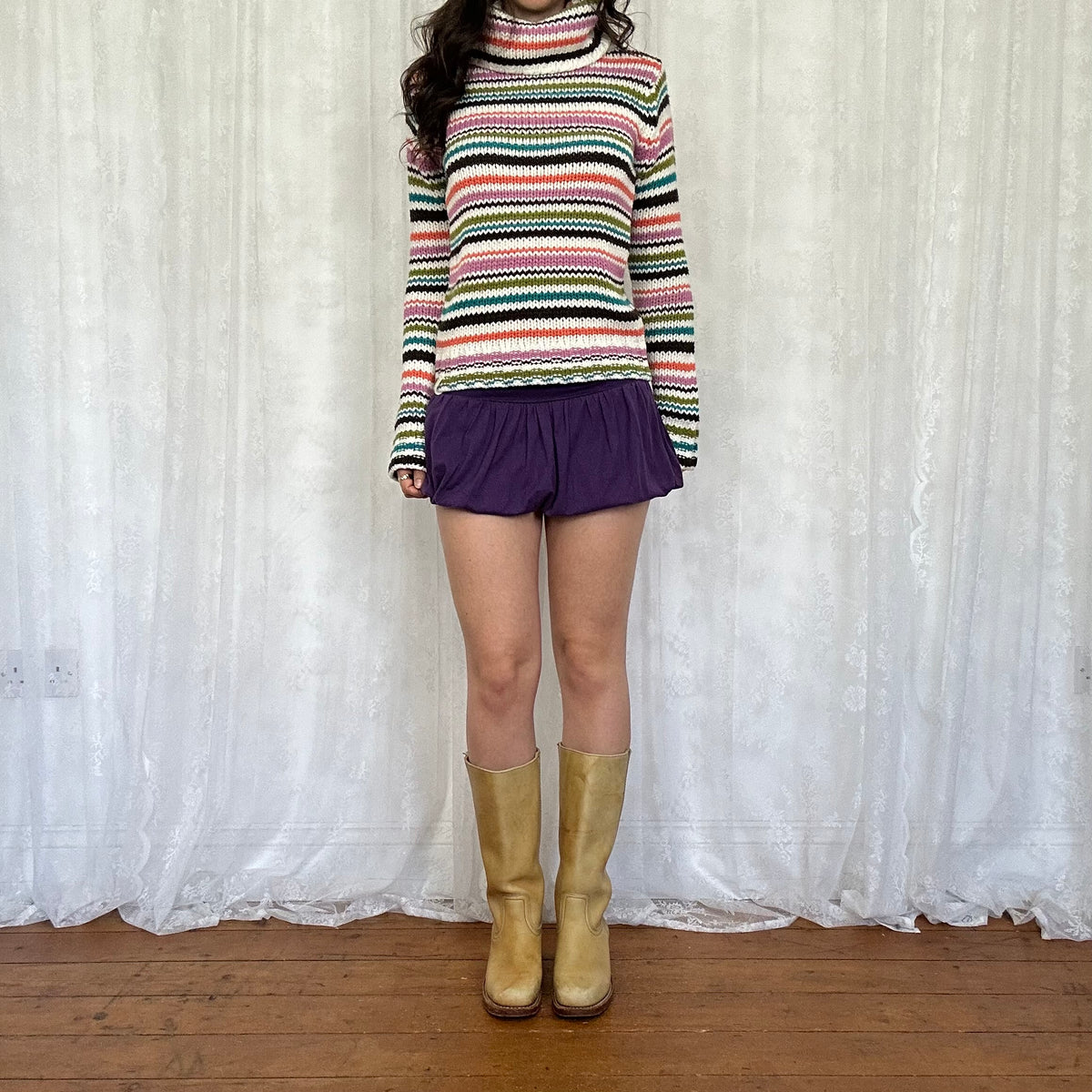 vintage 00s killah striped roll neck knitted jumper