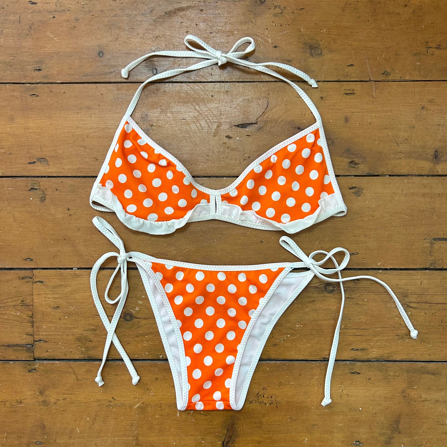 vintage 00s orange polka dot bikini