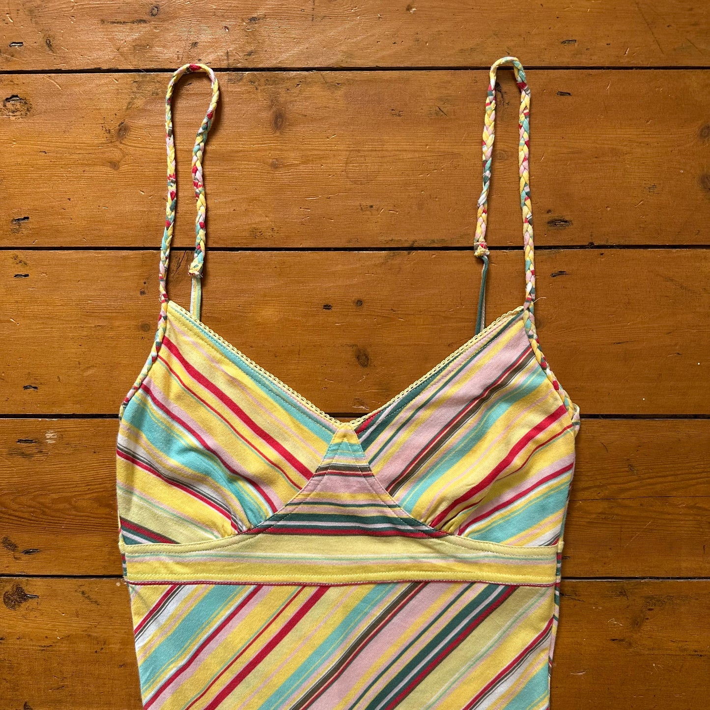 vintage 00s pastel striped midi dress