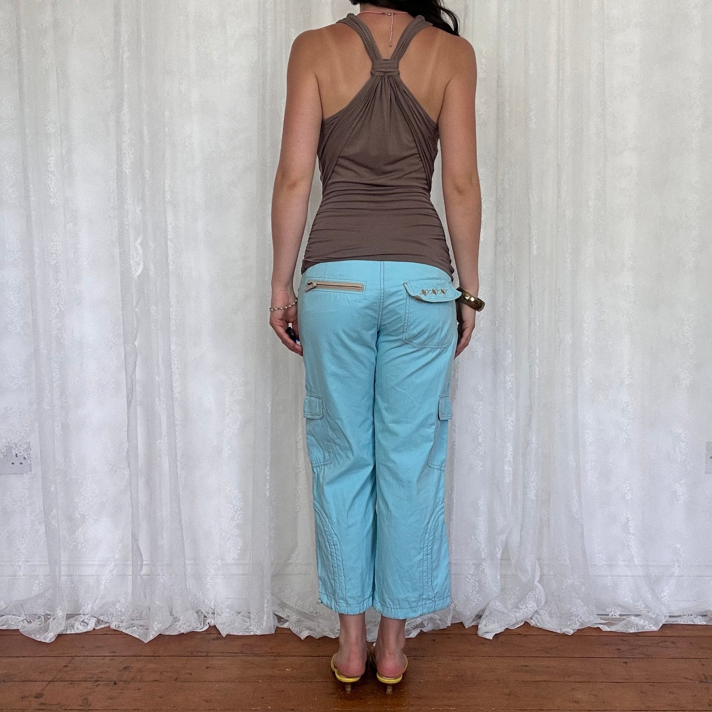 vintage 00s brown slouchy cowl neck top