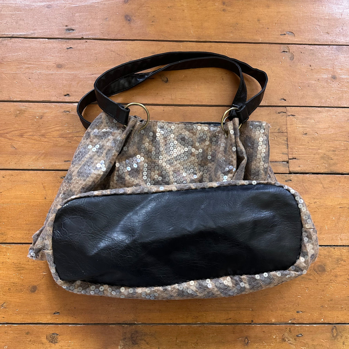 vintage 00s sequin leopard print shoulder bag