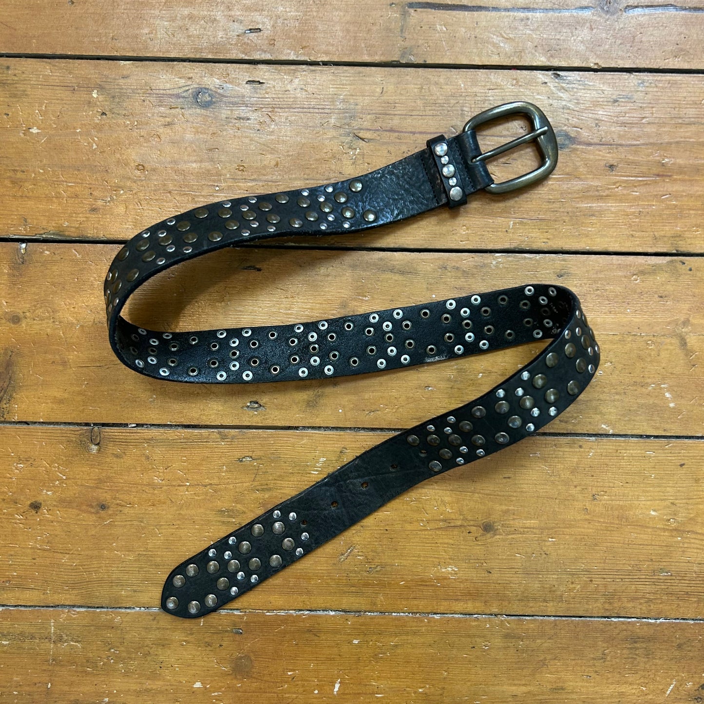 vintage 00s black studded belt