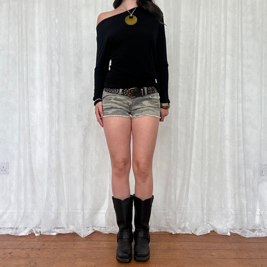 vintage 00s black slouchy long sleeve top