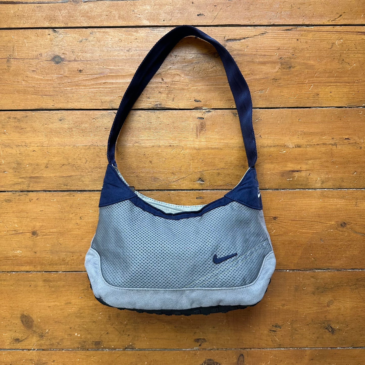 vintage 00s blue Nike mini baguette sneaker sole bag