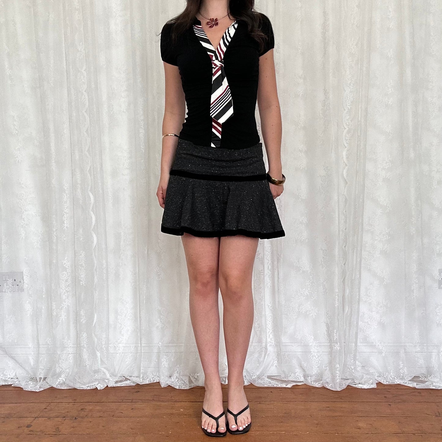 vintage 00s black morgan de toi tie polo top