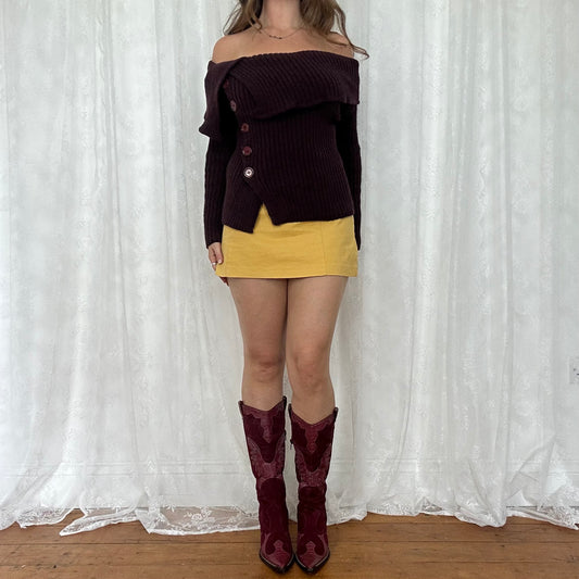 vintage 00s burgundy button knit jumper