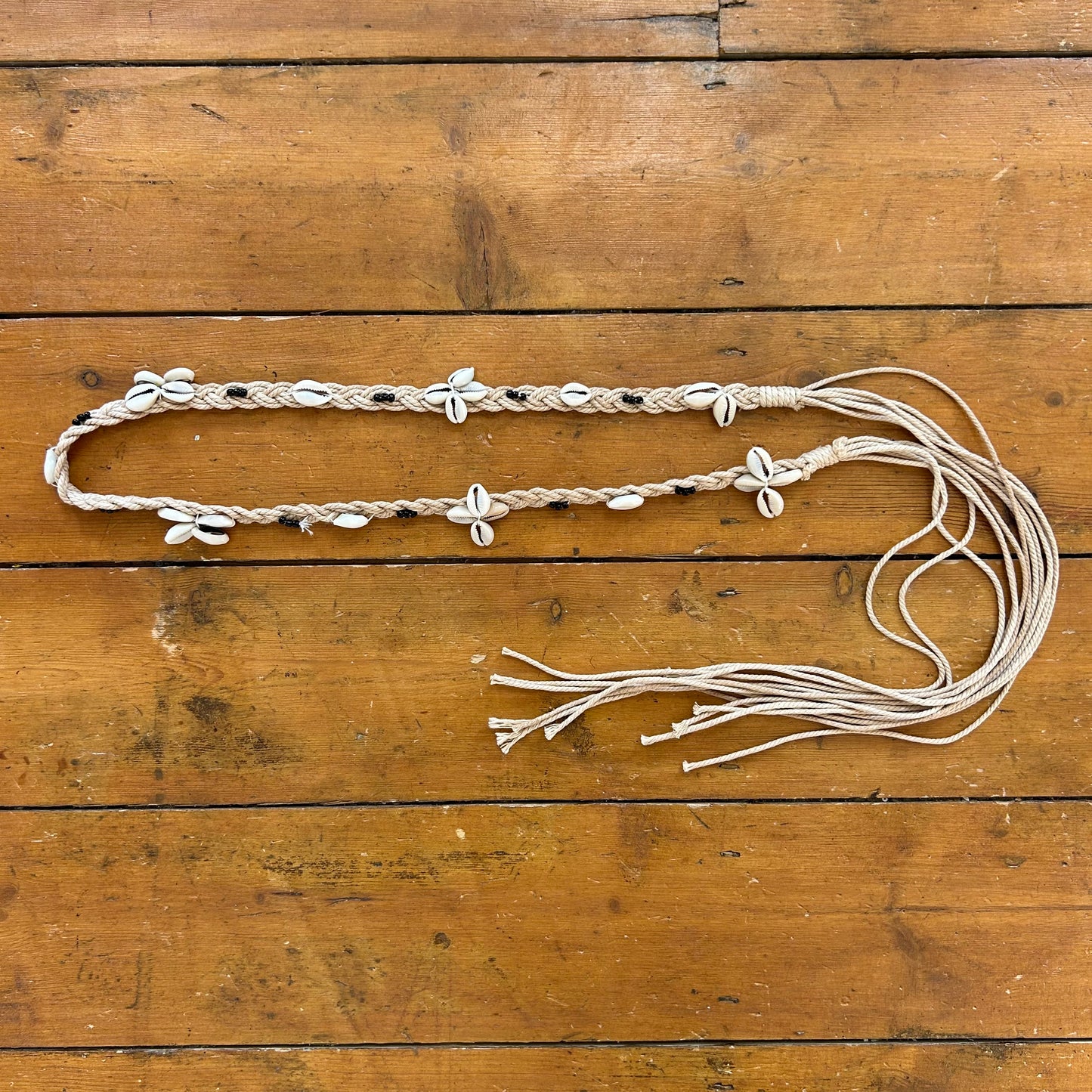 vintage 00s braided shell tassle belt