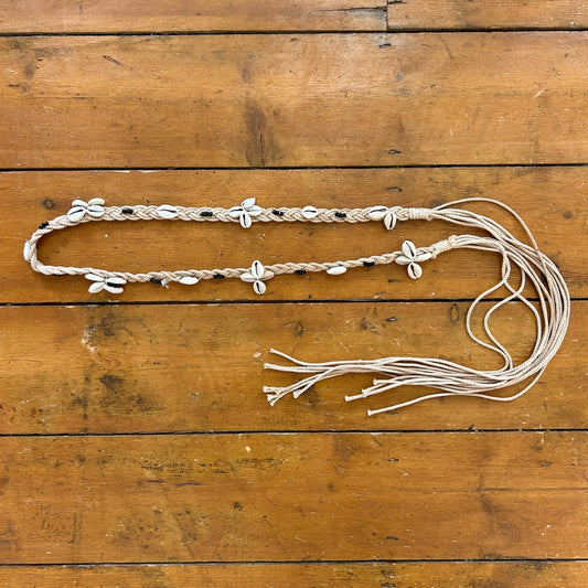 vintage 00s braided shell tassle belt