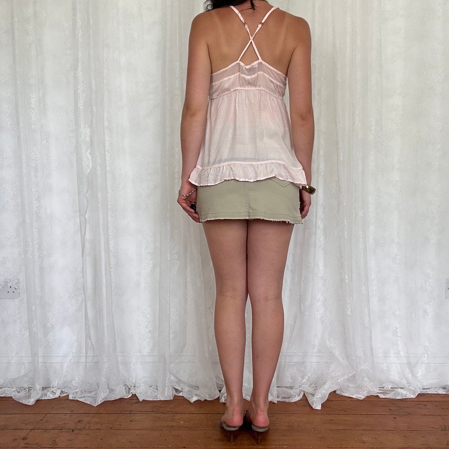 vintage 00s pale pink babydoll cami